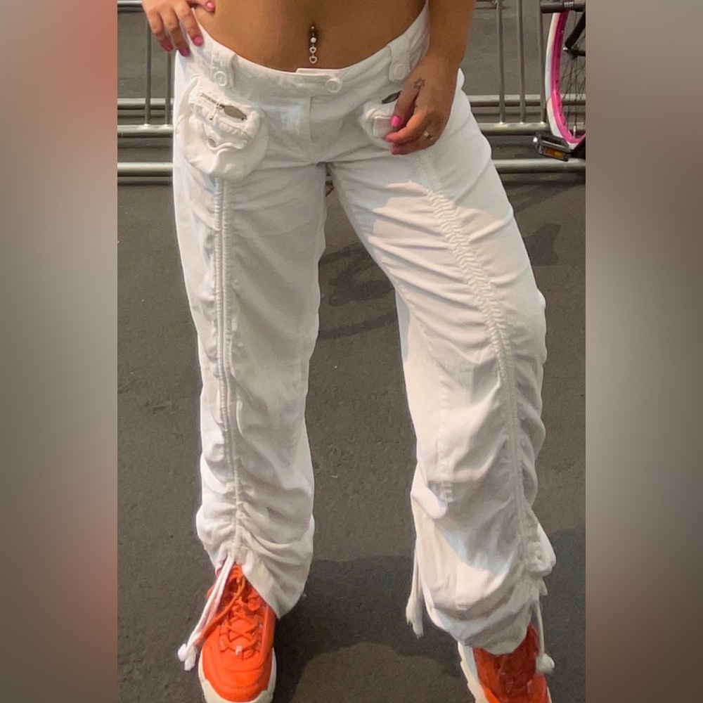 Miss Me white Y2K vintage low rise cargo ruched pants